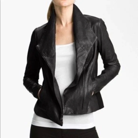 Vince | Jackets & Coats | Vince Scuba Black Leather Jacket Medium 